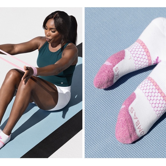NWT BOMBAS x Venus Williams solid ankle marled toe White and blue Athletic Socks - Picture 8 of 8